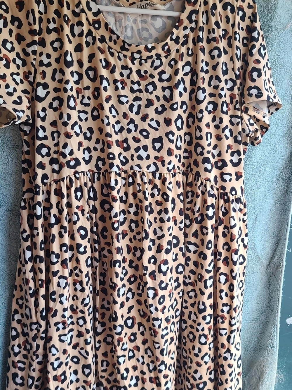 Leopard Print Tiered Dress - Tan Black White